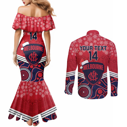 custom-melbourne-football-christmas-couples-matching-mermaid-dress-and-long-sleeve-button-shirt-merry-xmas-2023-mix-aboriginal-art