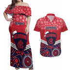 custom-melbourne-football-christmas-couples-matching-off-shoulder-maxi-dress-and-hawaiian-shirt-merry-xmas-2023-mix-aboriginal-art