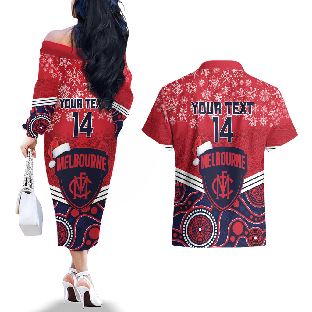 custom-melbourne-football-christmas-couples-matching-off-the-shoulder-long-sleeve-dress-and-hawaiian-shirt-merry-xmas-2023-mix-aboriginal-art