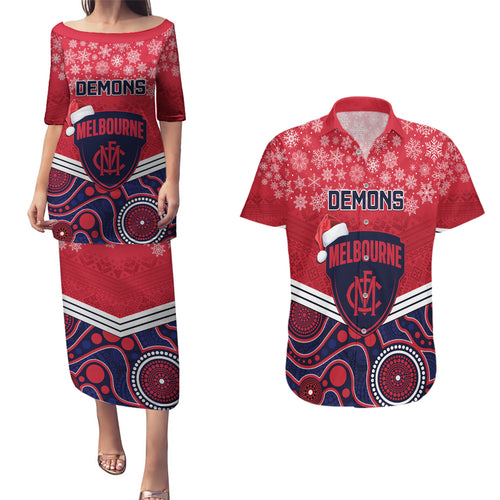 custom-melbourne-football-christmas-couples-matching-puletasi-dress-and-hawaiian-shirt-merry-xmas-2023-mix-aboriginal-art