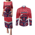 custom-melbourne-football-christmas-couples-matching-puletasi-dress-and-long-sleeve-button-shirt-merry-xmas-2023-mix-aboriginal-art