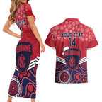 custom-melbourne-football-christmas-couples-matching-short-sleeve-bodycon-dress-and-hawaiian-shirt-merry-xmas-2023-mix-aboriginal-art