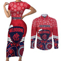 custom-melbourne-football-christmas-couples-matching-short-sleeve-bodycon-dress-and-long-sleeve-button-shirt-merry-xmas-2023-mix-aboriginal-art