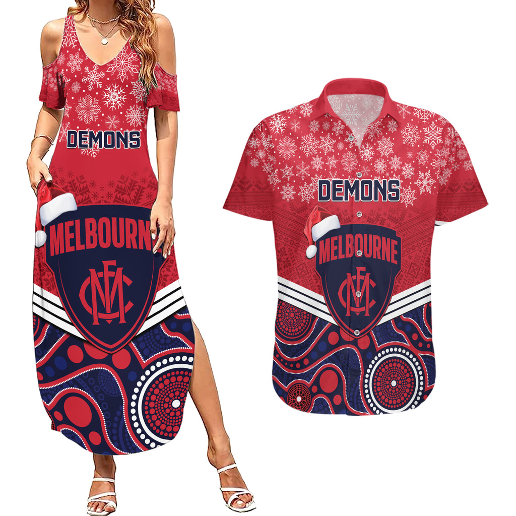 custom-melbourne-football-christmas-couples-matching-summer-maxi-dress-and-hawaiian-shirt-merry-xmas-2023-mix-aboriginal-art