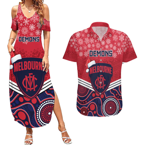 custom-melbourne-football-christmas-couples-matching-summer-maxi-dress-and-hawaiian-shirt-merry-xmas-2023-mix-aboriginal-art