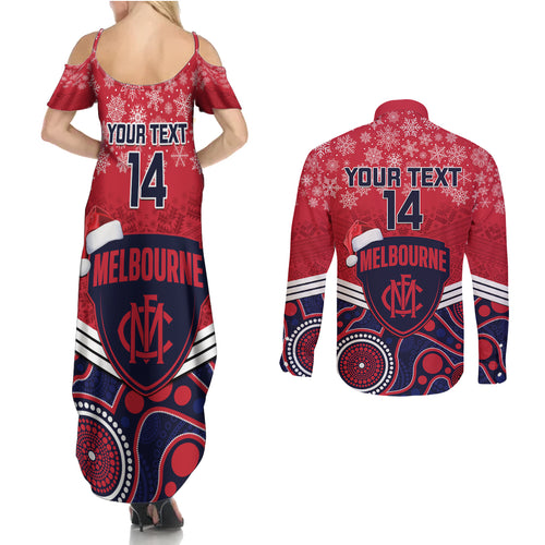 custom-melbourne-football-christmas-couples-matching-summer-maxi-dress-and-long-sleeve-button-shirt-merry-xmas-2023-mix-aboriginal-art