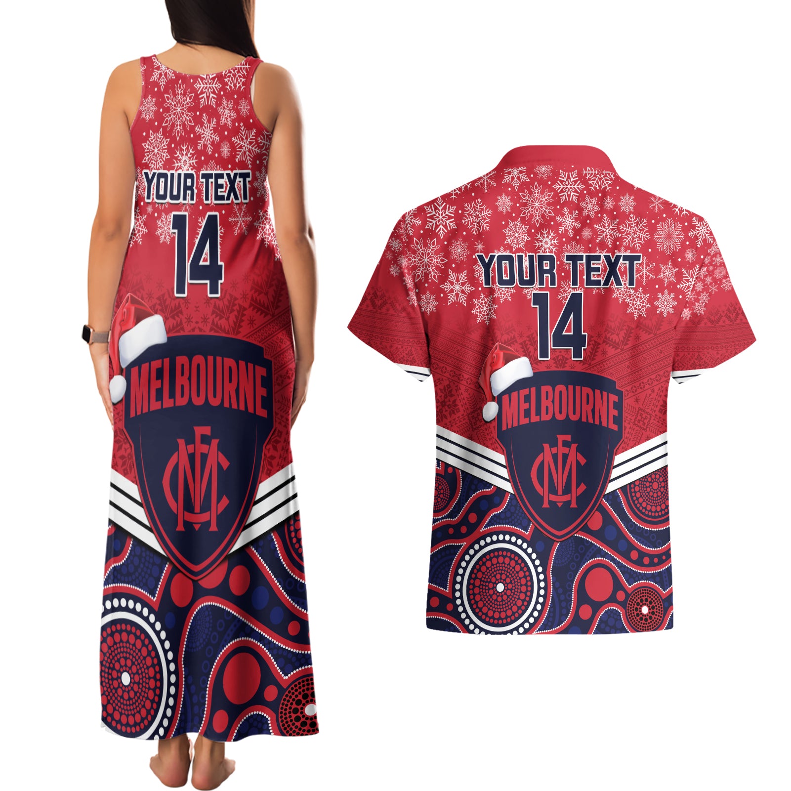 custom-melbourne-football-christmas-couples-matching-tank-maxi-dress-and-hawaiian-shirt-merry-xmas-2023-mix-aboriginal-art