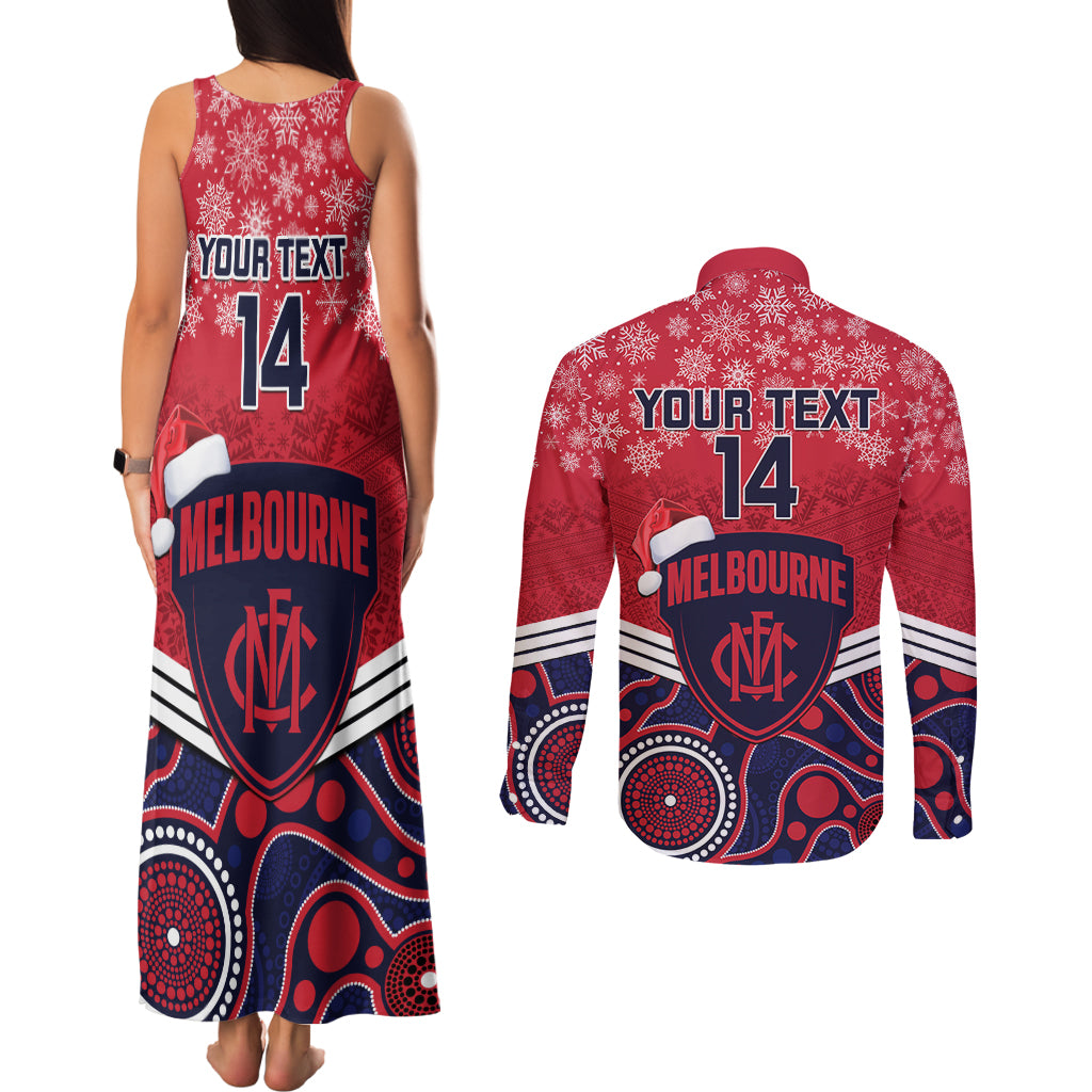custom-melbourne-football-christmas-couples-matching-tank-maxi-dress-and-long-sleeve-button-shirt-merry-xmas-2023-mix-aboriginal-art