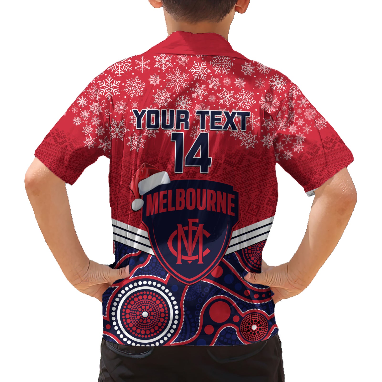 custom-melbourne-football-christmas-kid-hawaiian-shirt-merry-xmas-2023-mix-aboriginal-art
