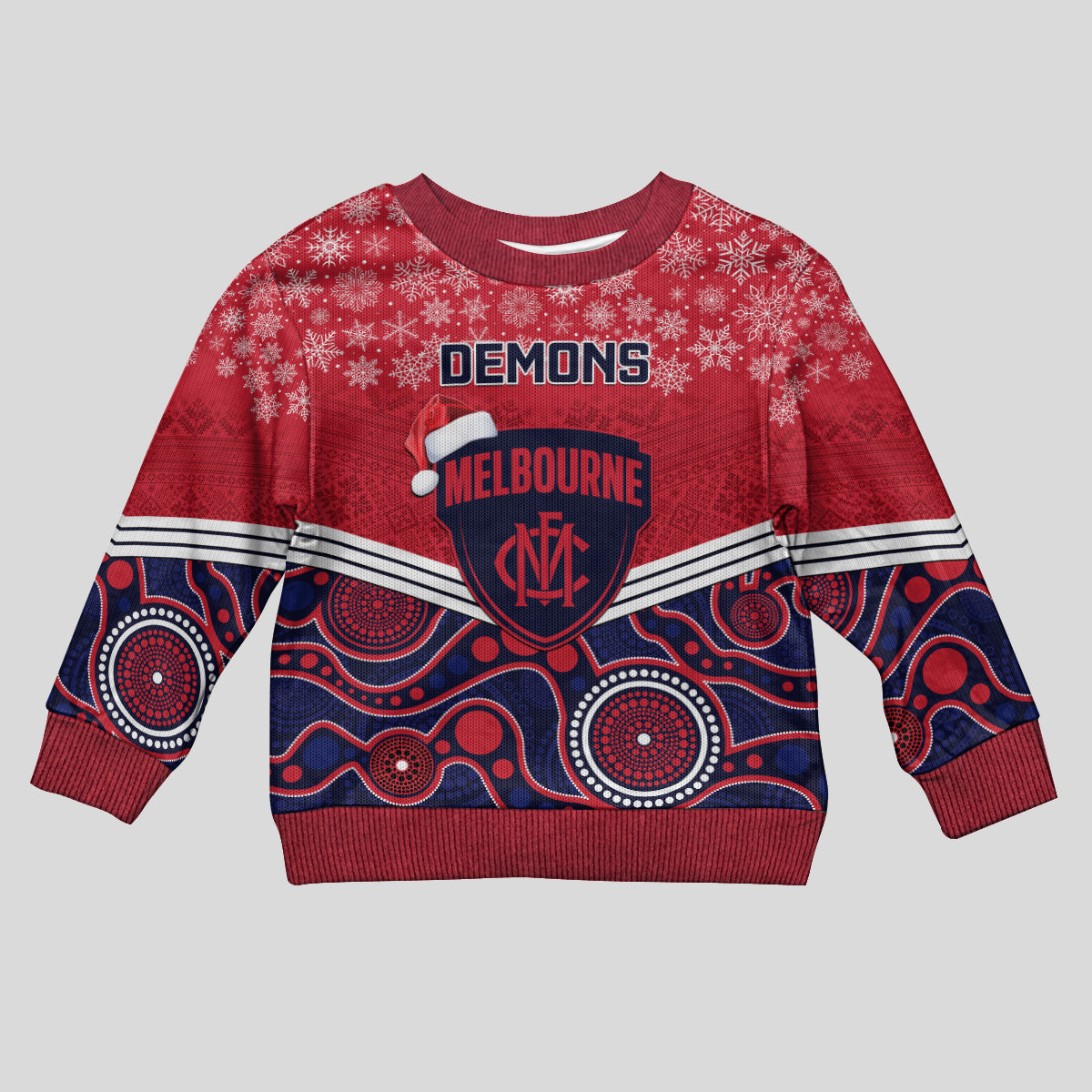 custom-melbourne-football-christmas-kid-ugly-christmas-sweater-merry-xmas-2023-mix-aboriginal-art