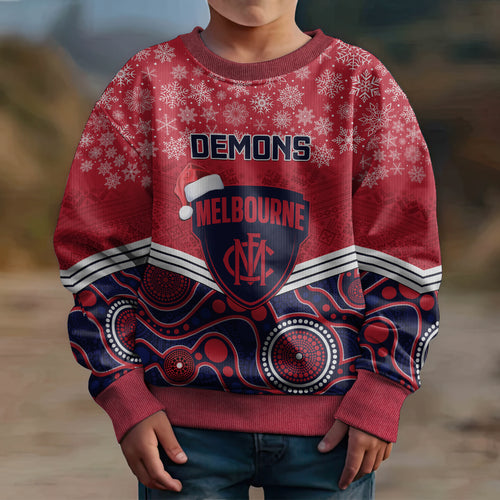 custom-melbourne-football-christmas-kid-ugly-christmas-sweater-merry-xmas-2023-mix-aboriginal-art
