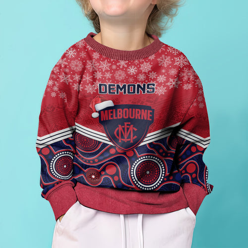 custom-melbourne-football-christmas-kid-ugly-christmas-sweater-merry-xmas-2023-mix-aboriginal-art