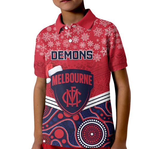 custom-melbourne-football-christmas-kid-polo-shirt-merry-xmas-2023-mix-aboriginal-art