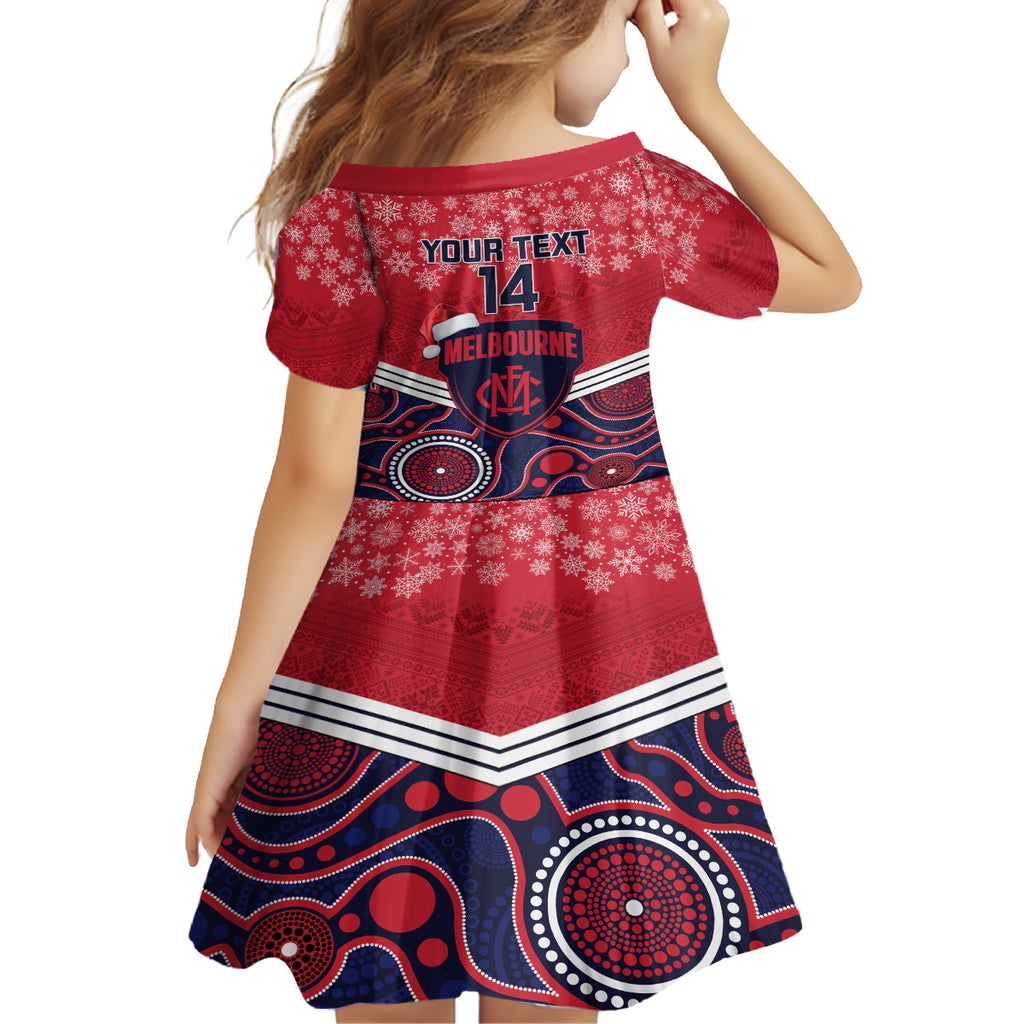 custom-melbourne-football-christmas-kid-short-sleeve-dress-merry-xmas-2023-mix-aboriginal-art