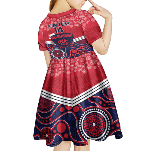 custom-melbourne-football-christmas-kid-short-sleeve-dress-merry-xmas-2023-mix-aboriginal-art