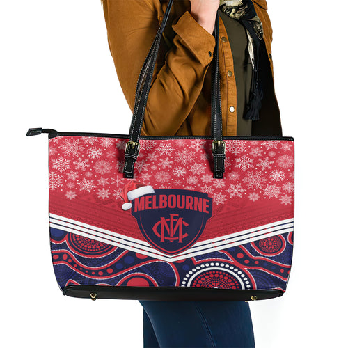 custom-melbourne-football-christmas-leather-tote-bag-merry-xmas-2023-mix-aboriginal-art