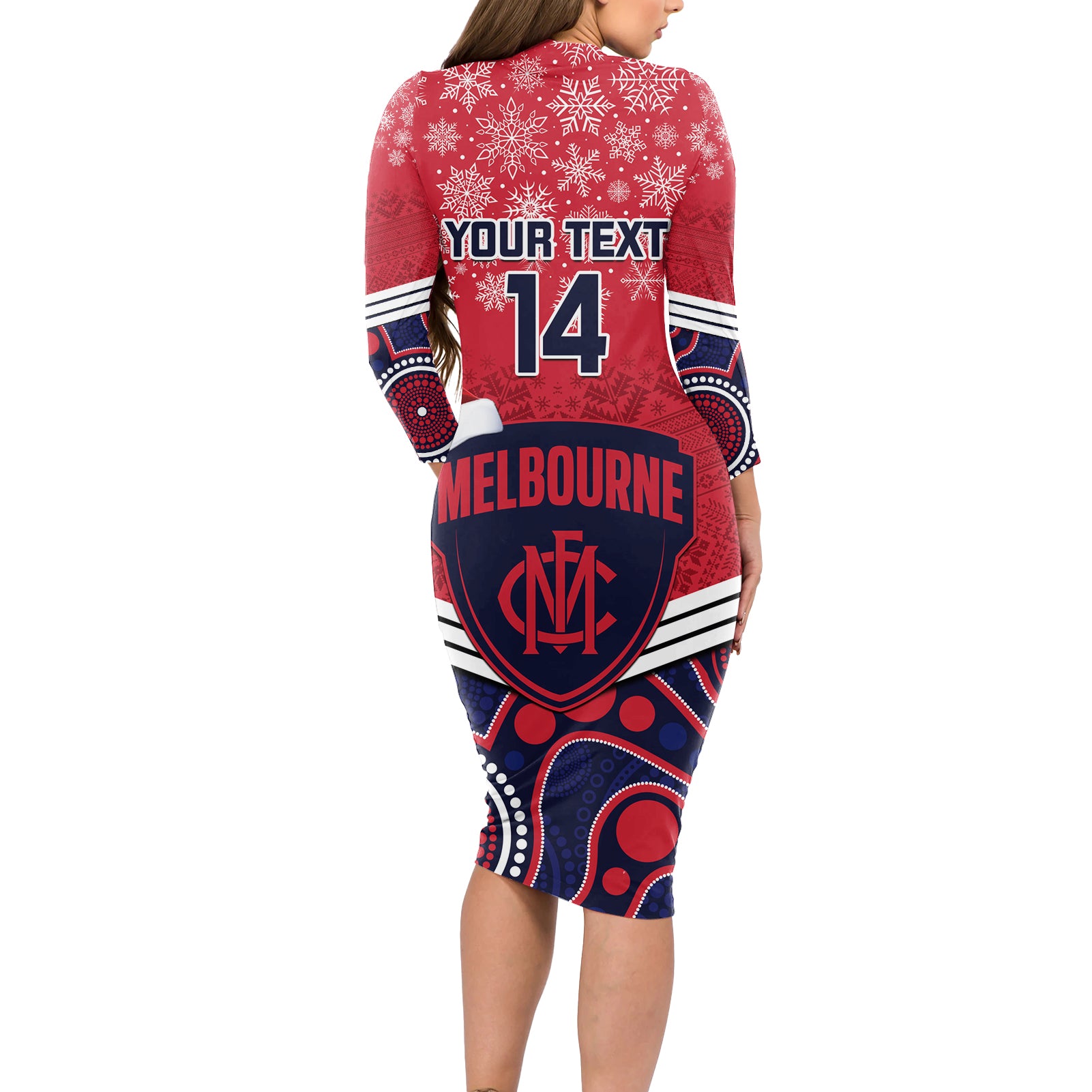 custom-melbourne-football-christmas-long-sleeve-bodycon-dress-merry-xmas-2023-mix-aboriginal-art