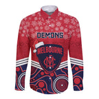 custom-melbourne-football-christmas-long-sleeve-button-shirt-merry-xmas-2023-mix-aboriginal-art