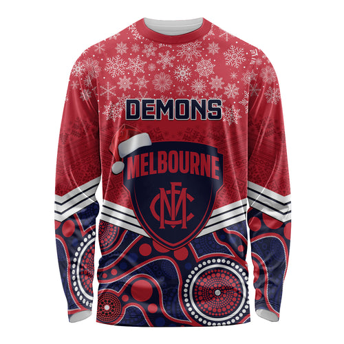 custom-melbourne-football-christmas-long-sleeve-shirt-merry-xmas-2023-mix-aboriginal-art