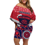 custom-melbourne-football-christmas-off-shoulder-short-dress-merry-xmas-2023-mix-aboriginal-art