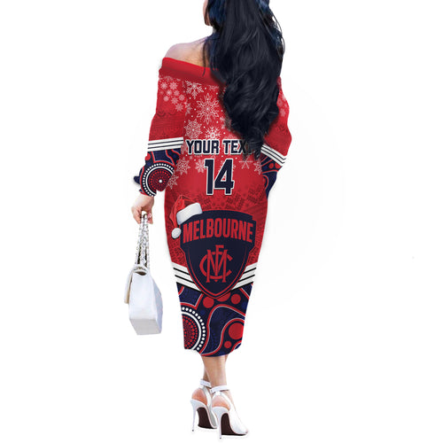 custom-melbourne-football-christmas-off-the-shoulder-long-sleeve-dress-merry-xmas-2023-mix-aboriginal-art