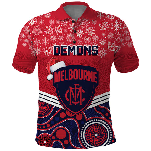 custom-melbourne-football-christmas-polo-shirt-merry-xmas-2023-mix-aboriginal-art
