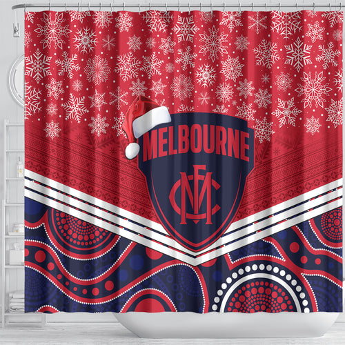 custom-melbourne-football-christmas-shower-curtain-merry-xmas-2023-mix-aboriginal-art