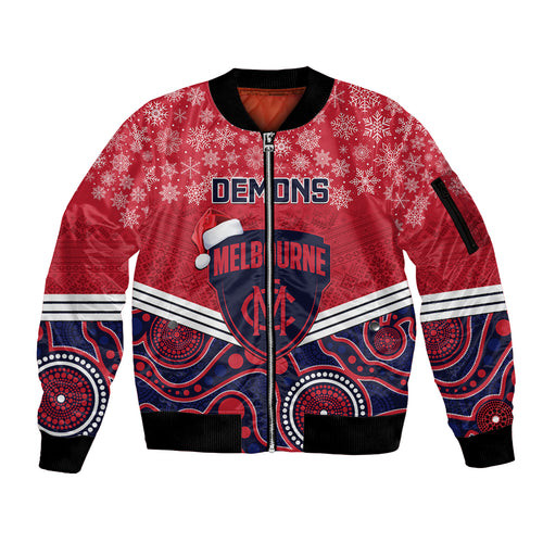 custom-melbourne-football-christmas-sleeve-zip-bomber-jacket-merry-xmas-2023-mix-aboriginal-art