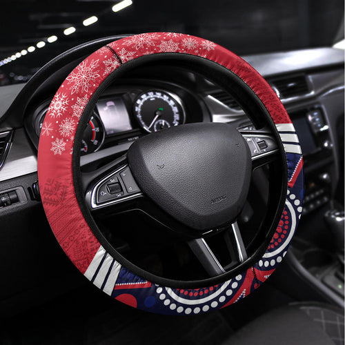 Melbourne Football Christmas Steering Wheel Cover Merry Xmas 2023 Mix Aboriginal Art