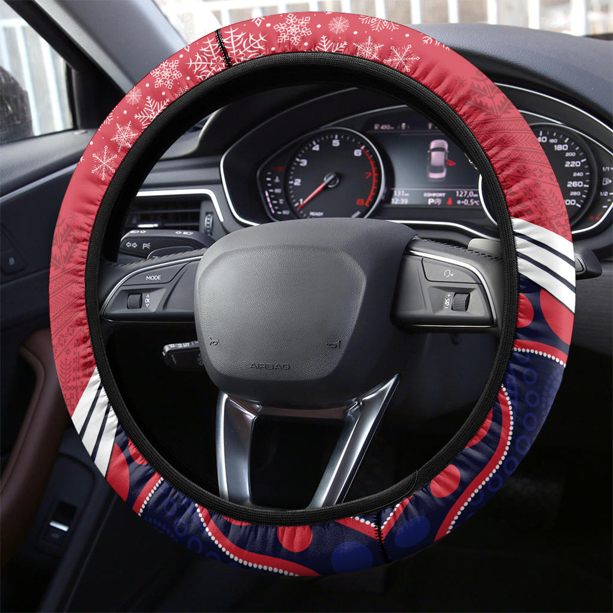 Melbourne Football Christmas Steering Wheel Cover Merry Xmas 2023 Mix Aboriginal Art