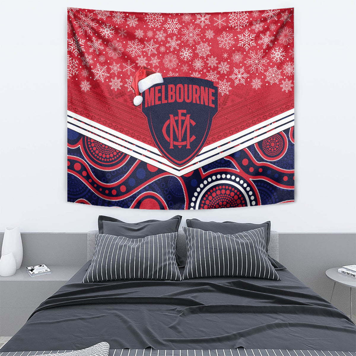 custom-melbourne-football-christmas-tapestry-merry-xmas-2023-mix-aboriginal-art