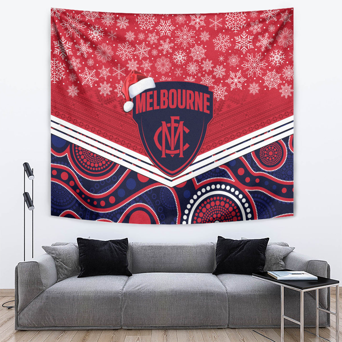 custom-melbourne-football-christmas-tapestry-merry-xmas-2023-mix-aboriginal-art