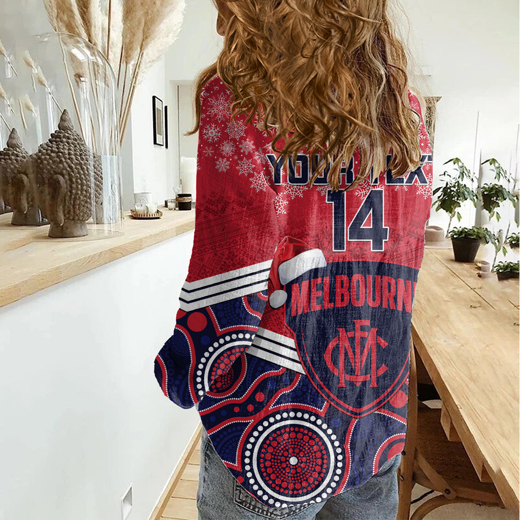custom-melbourne-football-christmas-women-casual-shirt-merry-xmas-2023-mix-aboriginal-art