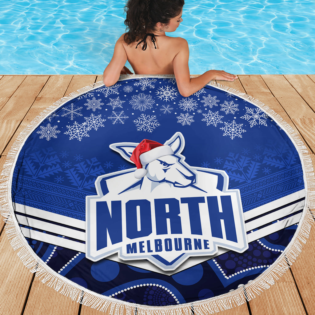 custom-north-melbourne-football-christmas-beach-blanket-merry-xmas-2023-mix-aboriginal-art