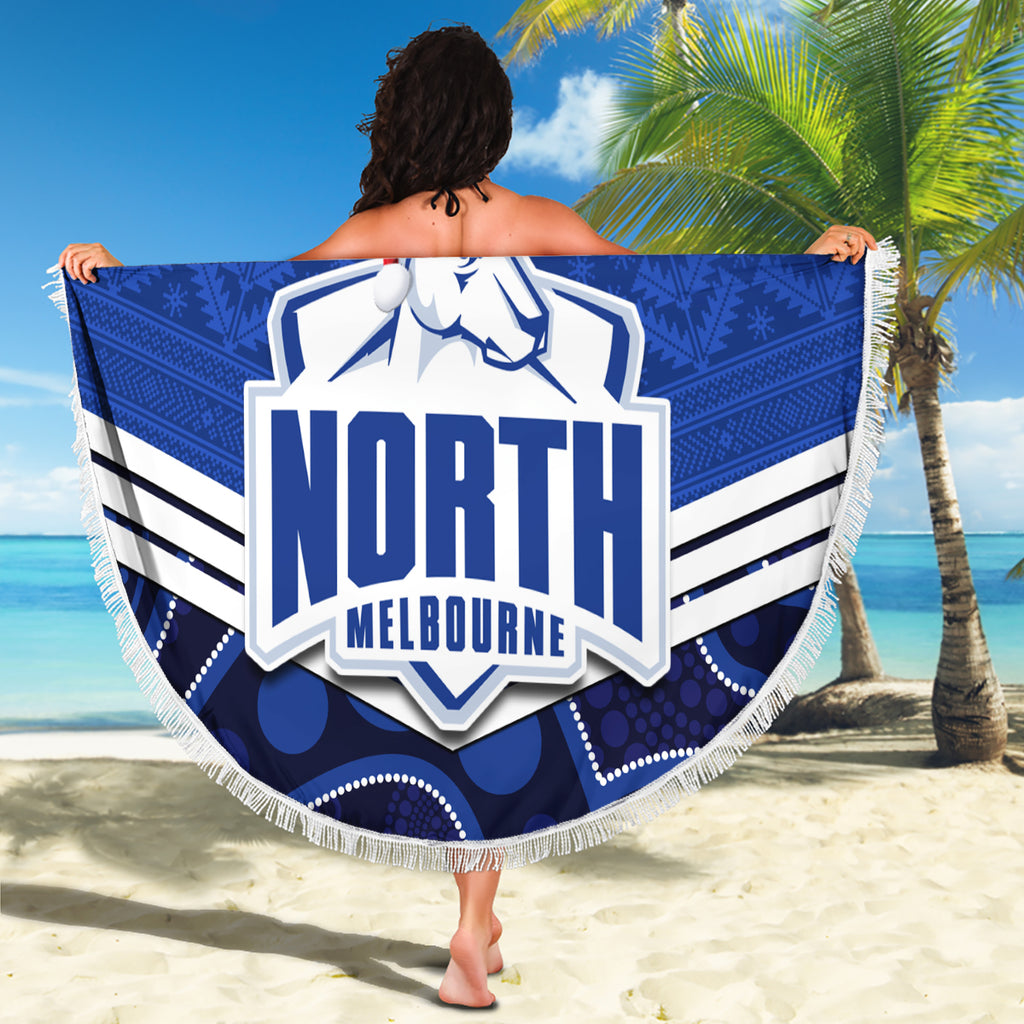 custom-north-melbourne-football-christmas-beach-blanket-merry-xmas-2023-mix-aboriginal-art
