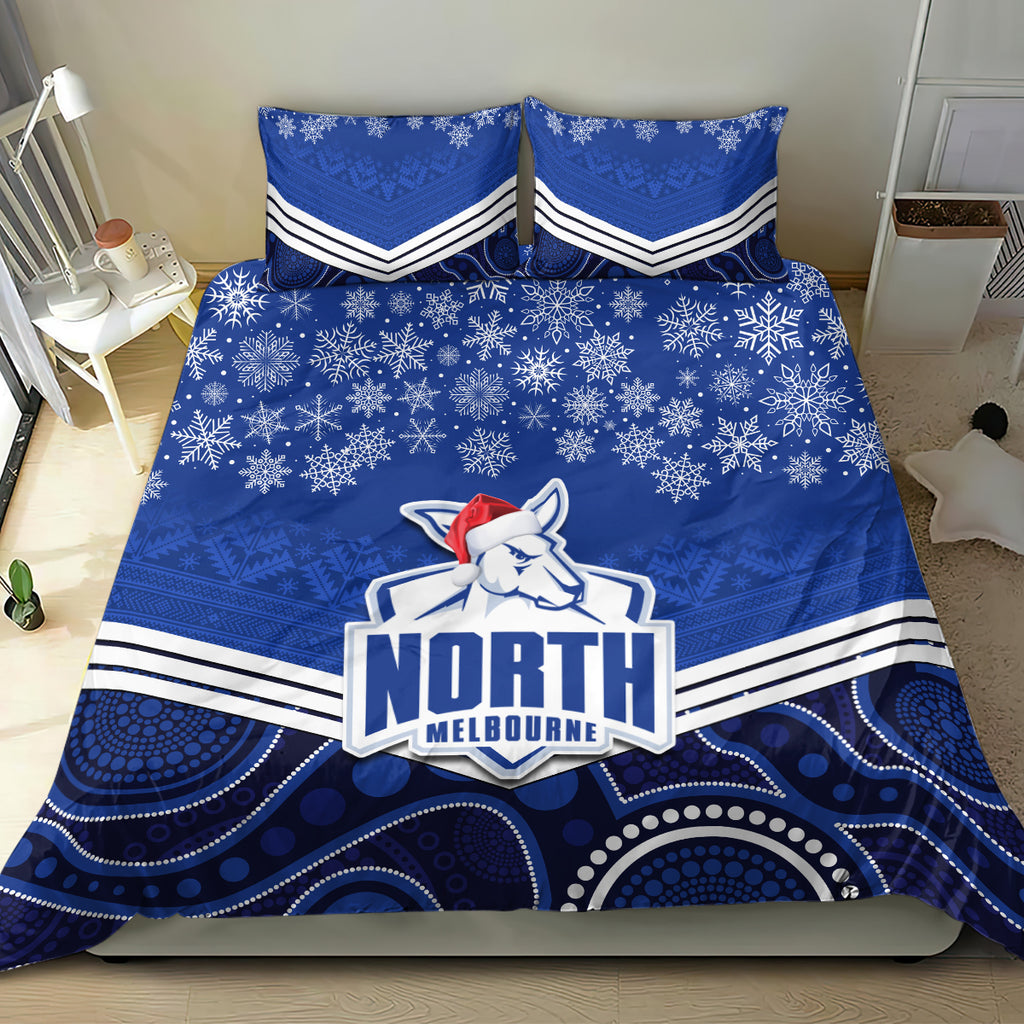 custom-north-melbourne-football-christmas-bedding-set-merry-xmas-2023-mix-aboriginal-art