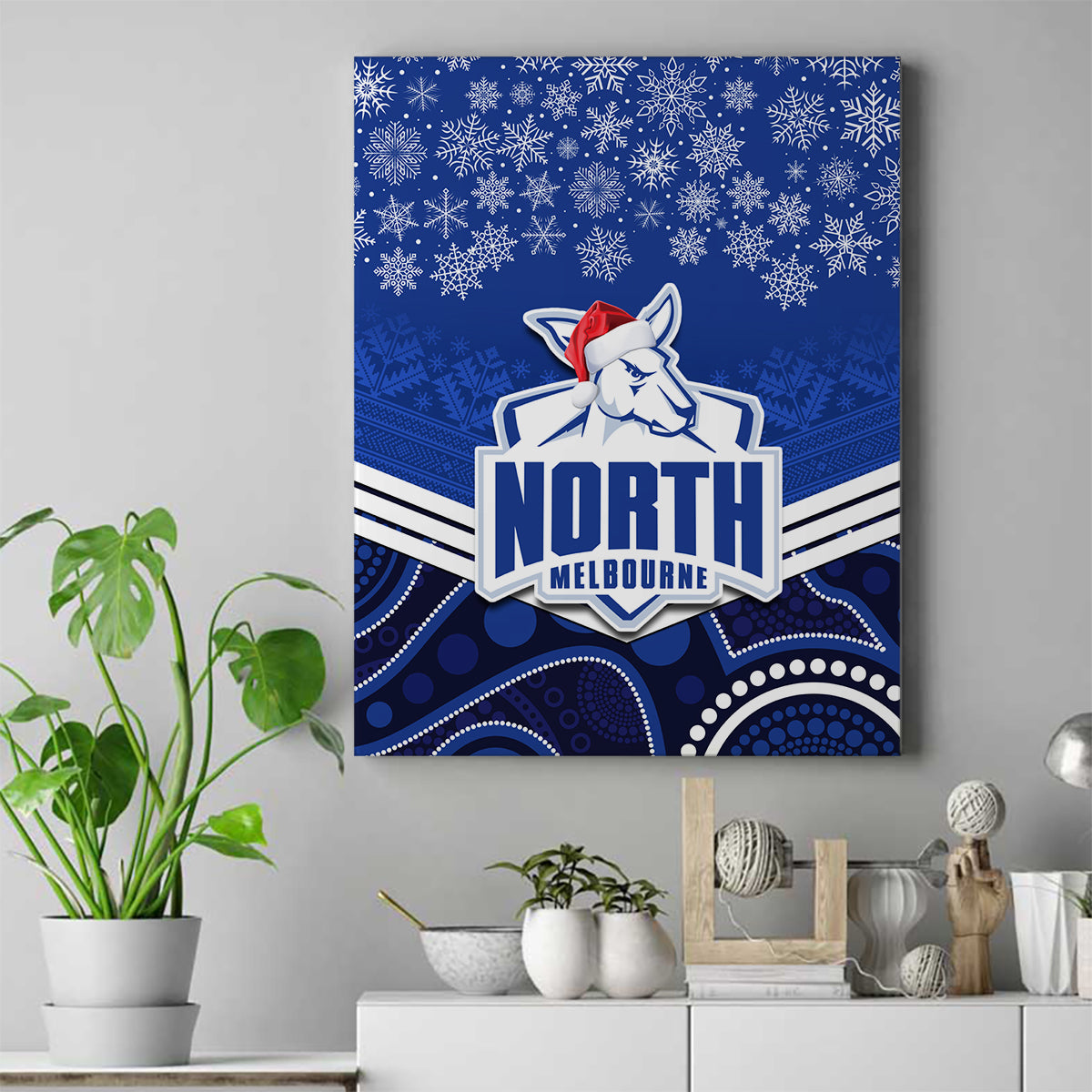 custom-north-melbourne-football-christmas-canvas-wall-art-merry-xmas-2023-mix-aboriginal-art