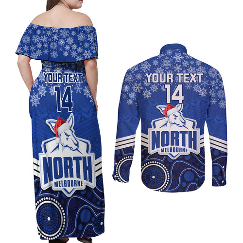 custom-north-melbourne-football-christmas-couples-matching-off-shoulder-maxi-dress-and-long-sleeve-button-shirt-merry-xmas-2023-mix-aboriginal-art