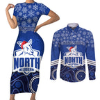 custom-north-melbourne-football-christmas-couples-matching-short-sleeve-bodycon-dress-and-long-sleeve-button-shirt-merry-xmas-2023-mix-aboriginal-art