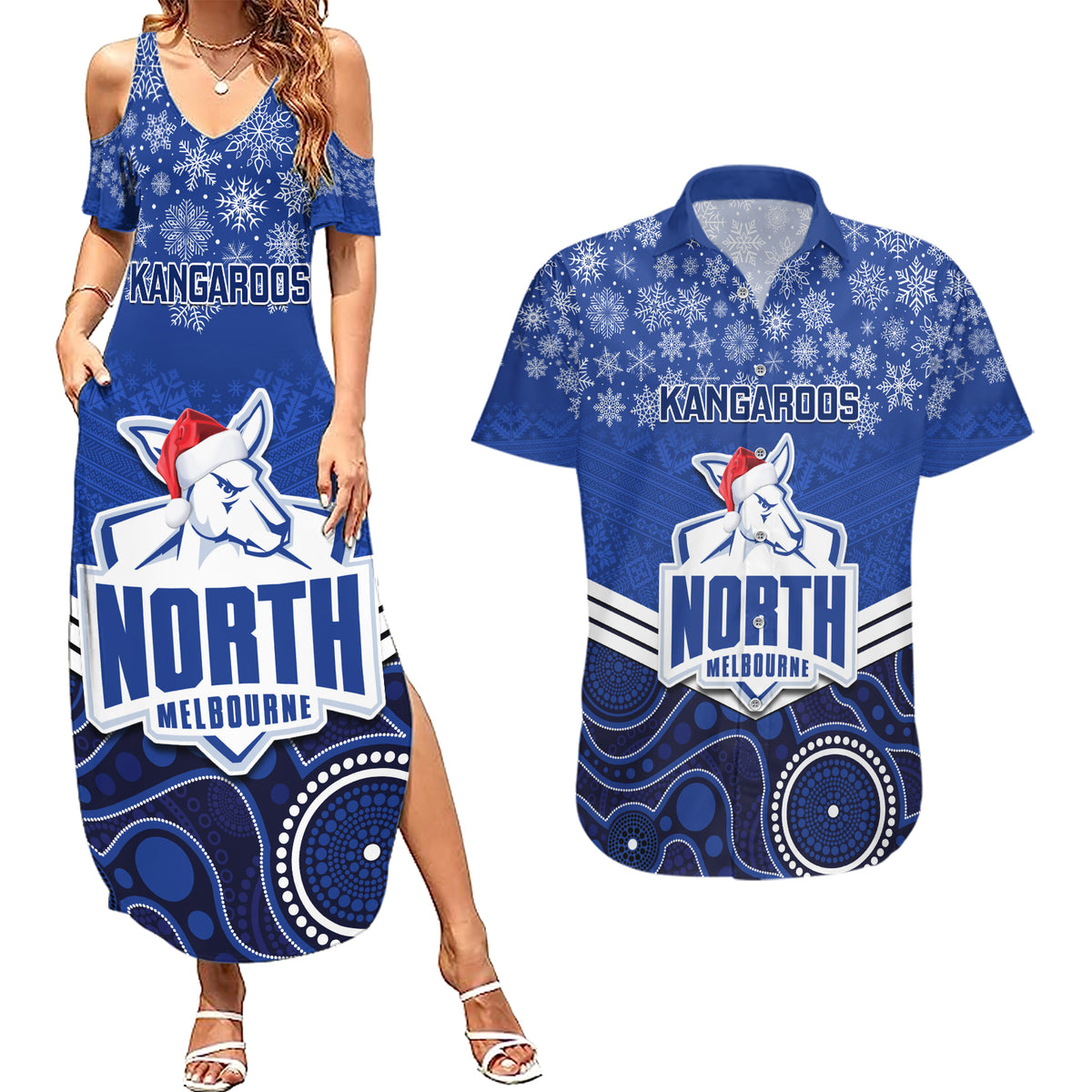 custom-north-melbourne-football-christmas-couples-matching-summer-maxi-dress-and-hawaiian-shirt-merry-xmas-2023-mix-aboriginal-art
