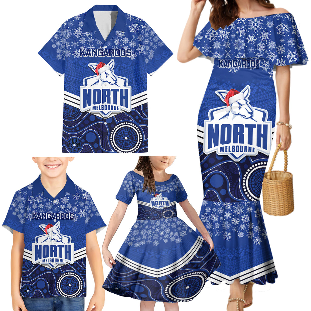custom-north-melbourne-football-christmas-family-matching-mermaid-dress-and-hawaiian-shirt-merry-xmas-2023-mix-aboriginal-art