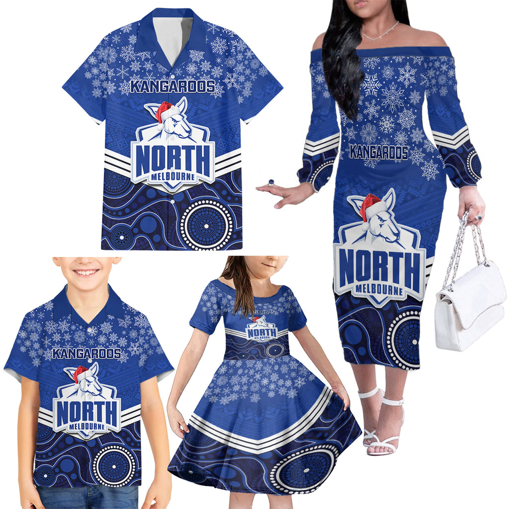 custom-north-melbourne-football-christmas-family-matching-off-shoulder-long-sleeve-dress-and-hawaiian-shirt-merry-xmas-2023-mix-aboriginal-art