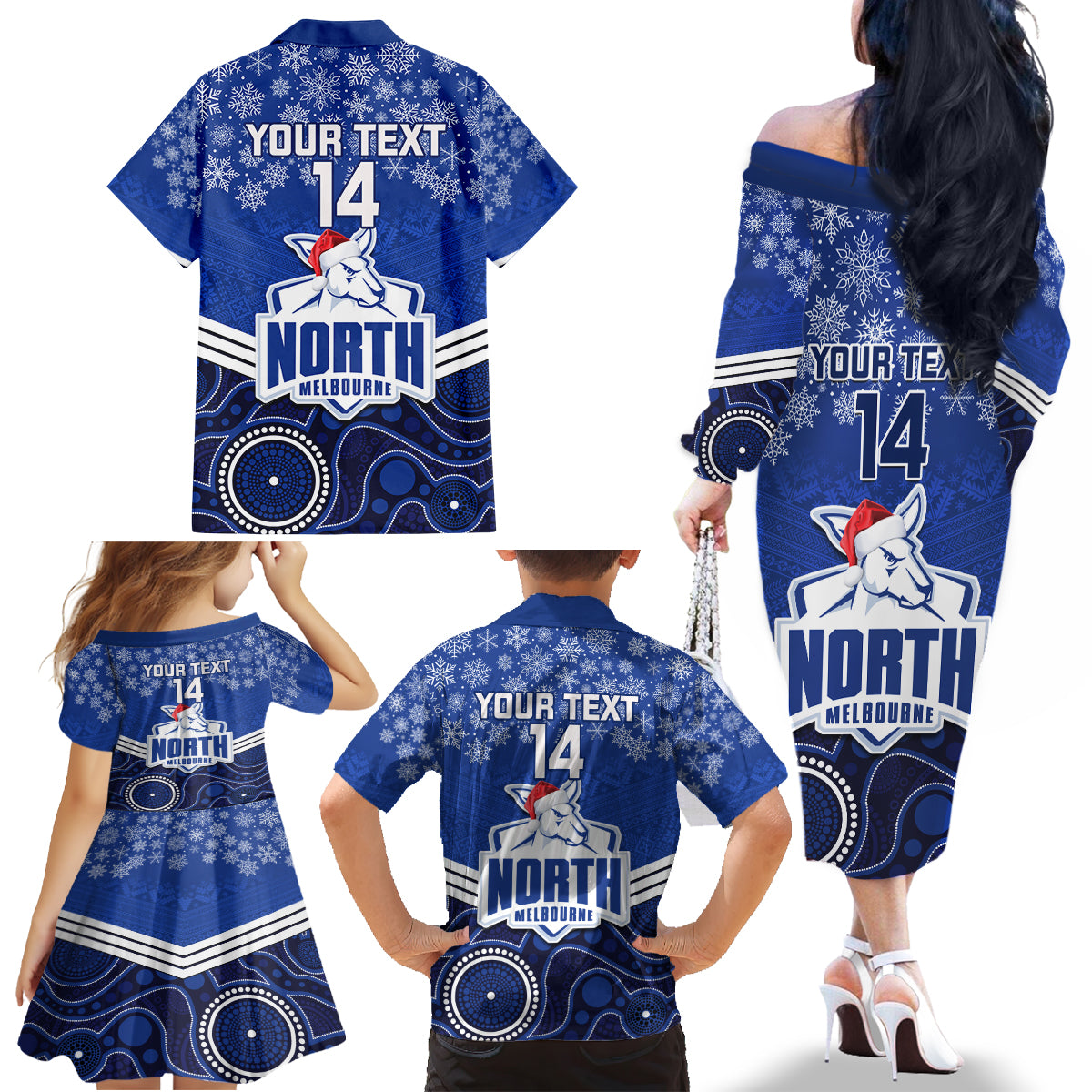 custom-north-melbourne-football-christmas-family-matching-off-shoulder-long-sleeve-dress-and-hawaiian-shirt-merry-xmas-2023-mix-aboriginal-art