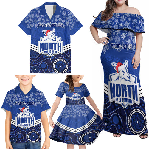 custom-north-melbourne-football-christmas-family-matching-off-shoulder-maxi-dress-and-hawaiian-shirt-merry-xmas-2023-mix-aboriginal-art