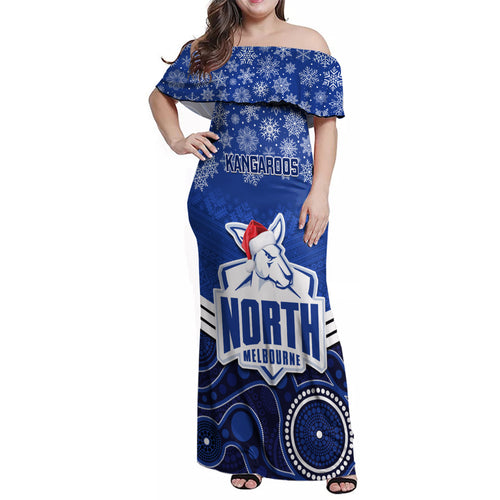custom-north-melbourne-football-christmas-family-matching-off-shoulder-maxi-dress-and-hawaiian-shirt-merry-xmas-2023-mix-aboriginal-art