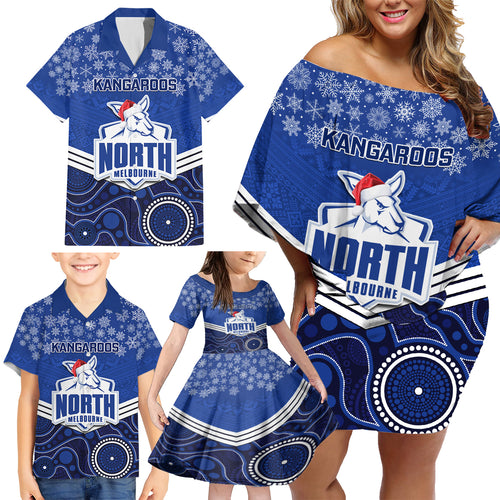 custom-north-melbourne-football-christmas-family-matching-off-shoulder-short-dress-and-hawaiian-shirt-merry-xmas-2023-mix-aboriginal-art