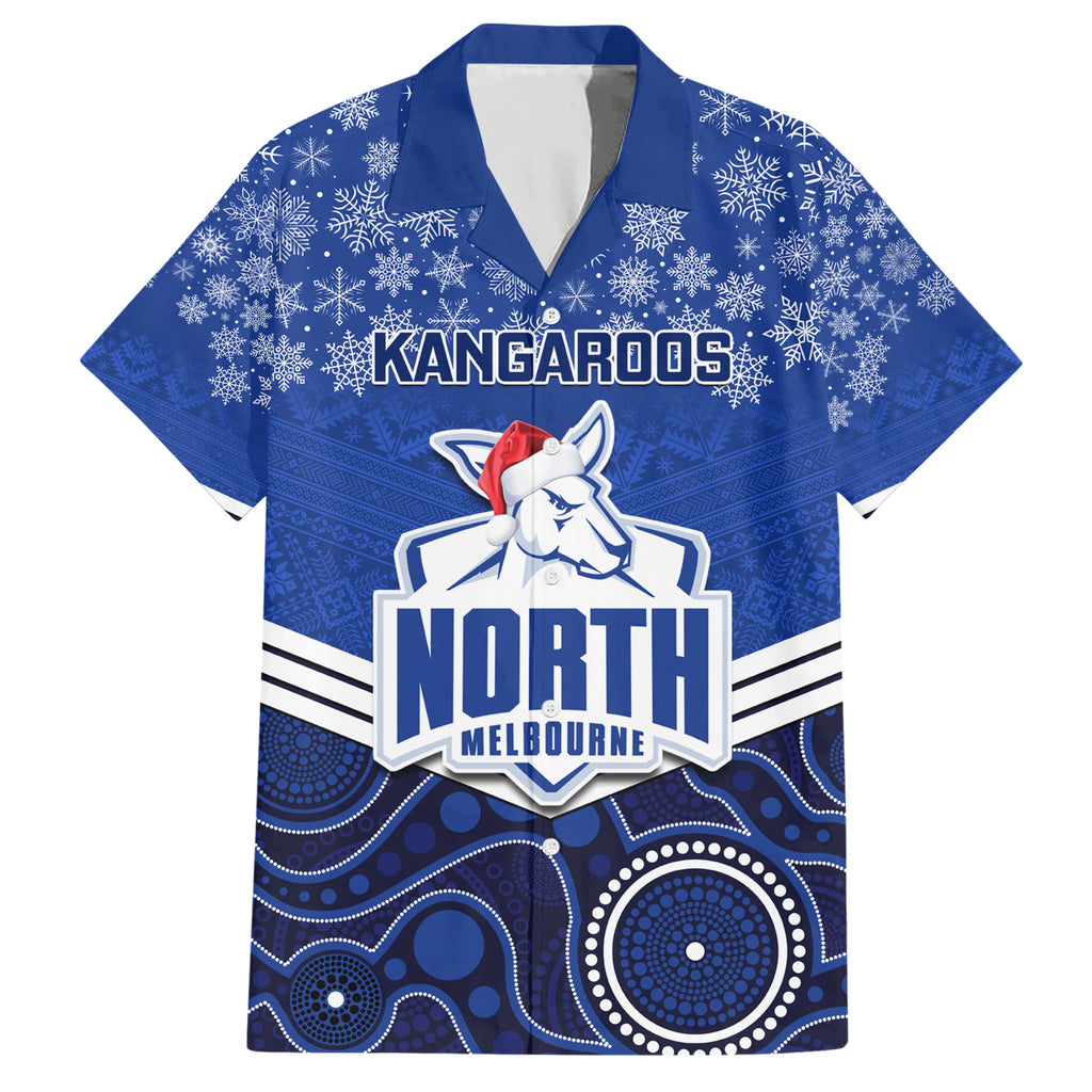 custom-north-melbourne-football-christmas-family-matching-short-sleeve-bodycon-dress-and-hawaiian-shirt-merry-xmas-2023-mix-aboriginal-art