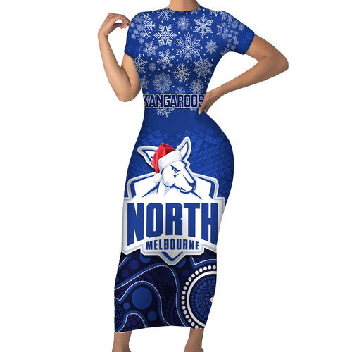 custom-north-melbourne-football-christmas-family-matching-short-sleeve-bodycon-dress-and-hawaiian-shirt-merry-xmas-2023-mix-aboriginal-art