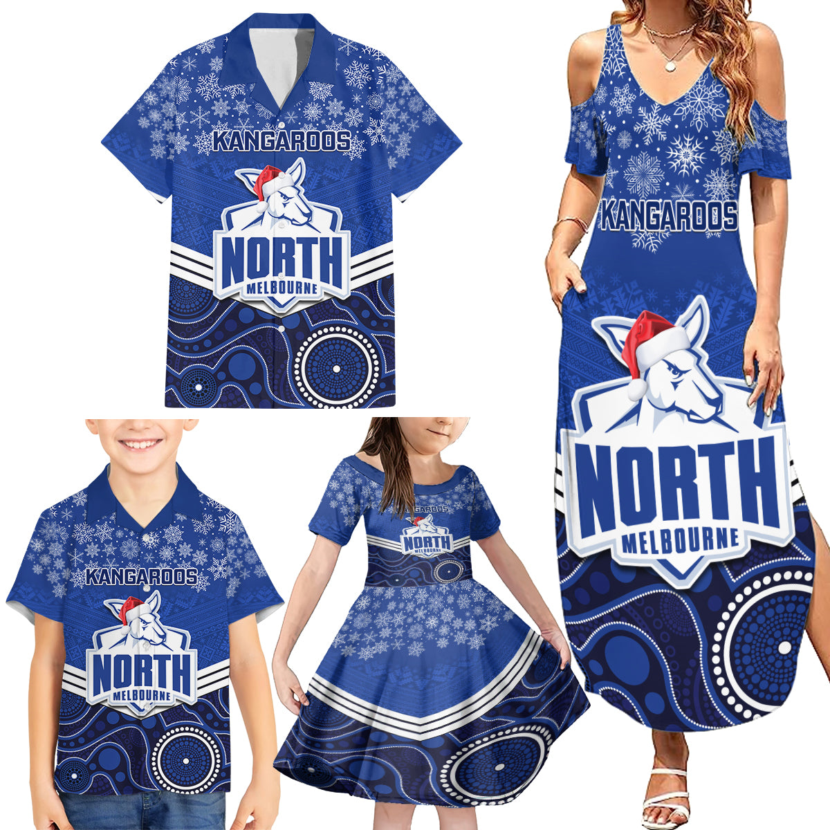 custom-north-melbourne-football-christmas-family-matching-summer-maxi-dress-and-hawaiian-shirt-merry-xmas-2023-mix-aboriginal-art