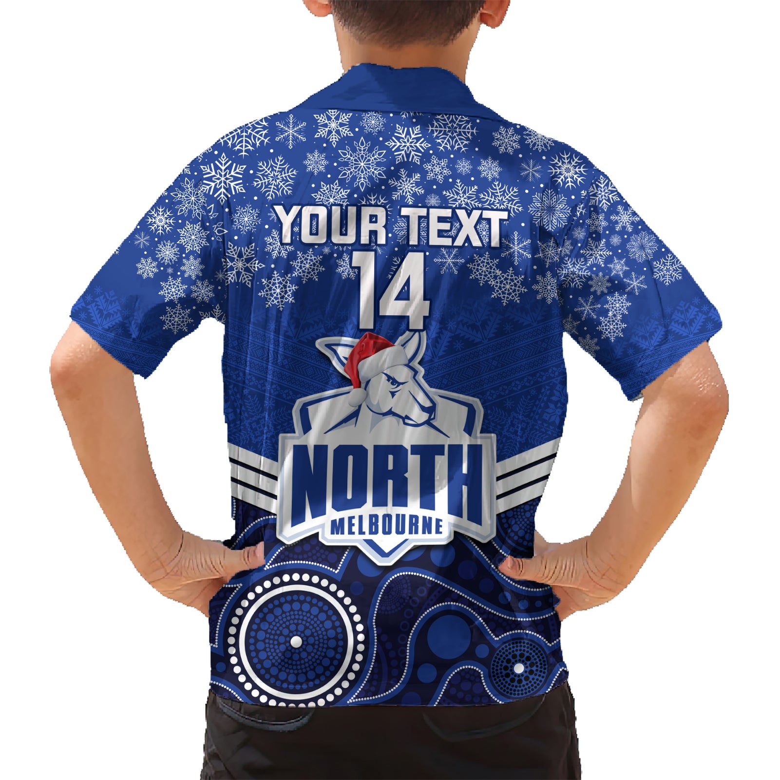 custom-north-melbourne-football-christmas-kid-hawaiian-shirt-merry-xmas-2023-mix-aboriginal-art